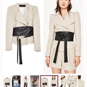 Zara linen jacket w/ leather belt- a bloggers fav!